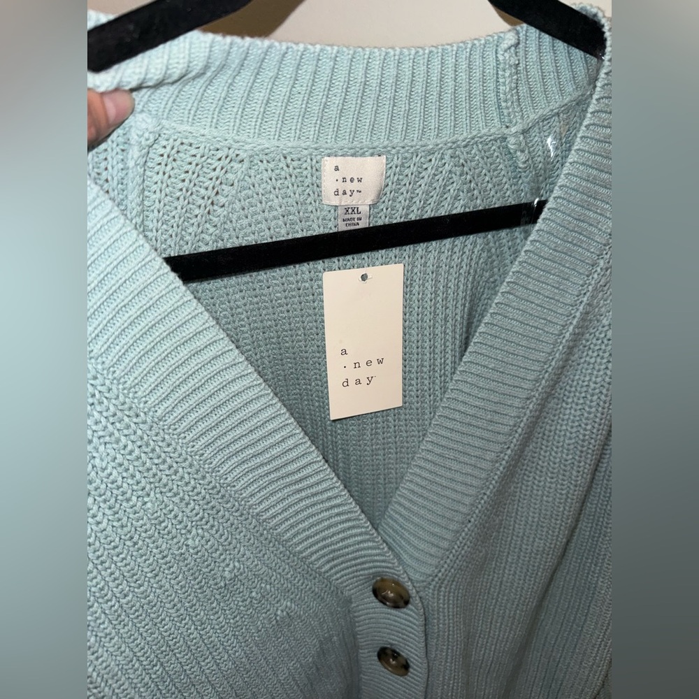 NWT A NEW DAY women’s green Blue button front cardigan sweater XXL ✨ - Picture 5 of 6